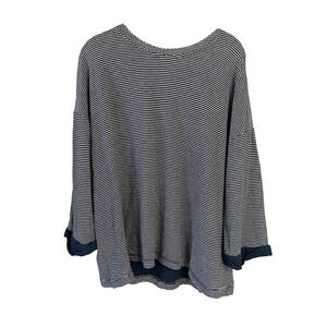 J Jill Shirt Womens XL Navy Blue & White Stripe Casual Lounge Work From Home